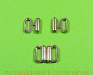 zapięcie metalowe 10 mm - kolor srebrny /klamerka, klamra, do biustonosza, stroju, bieliźniarskie/  