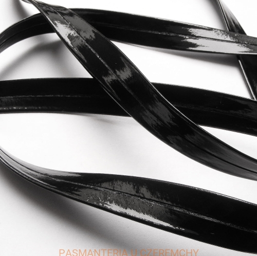 lamówka z eko-skóry /skaj/ 15 mm czarna, błyszcząca