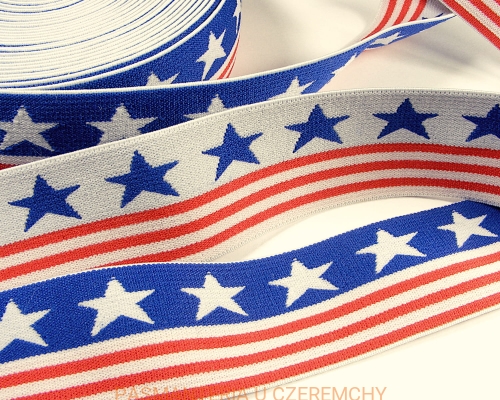 guma ozdobna 35 mm - gwiazdy i pasy