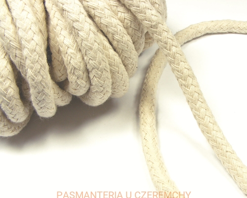 sznur - linka bawełniana pleciona 8 mm ecru