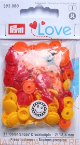 napy plastikowe słoneczko - miks żółto-pomarańczowo-czewony PRYM 393 080 /zatrzaski/