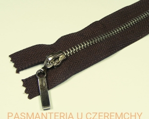 zamek 20 cm ciemnobrązowy nierozdzielczy metalowy VT10 nikiel /brązowy/