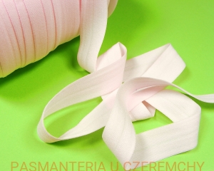 guma łamana 20 mm matowa jasnoróżowa SE /lamówka elastyczna, lamówka gumowa różowa/      