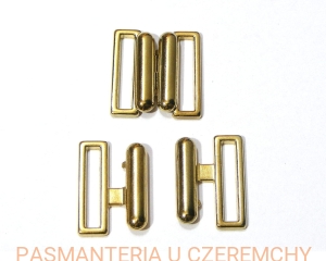zapięcie metalowe 14 mm - kolor złoty /klamerka, klamra, do biustonosza, stroju, bieliźniarskie/    