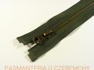 zamek 65 cm khaki rozdzielczy metalowy VT10 mosiądz oksydowany /zgniła zieleń, zielony/