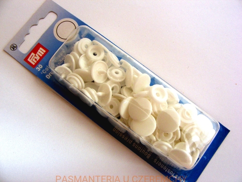 zatrzaski - napy plastikowe okrągłe białe PRYM 393 103