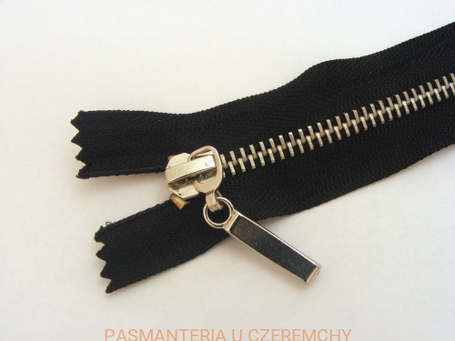 zamek 10 cm metalowy VT0 /4 mm, nikiel/ nierozdzielczy czarny