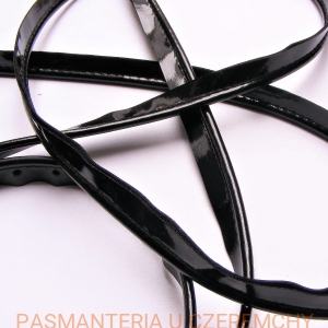 wypustka 11 mm czarna błyszcząca z eko-skóry /skaju/  - opak. 20 mb