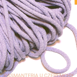 sznurek odzieżowy bawełniany 5 mm lawendowy - motek 20 mb /jasnofioletowy, fioletowy/ 