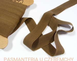 guma łamana 21 mm matowa brązowa - opak.20 mb /lamówka elastyczna, lamówka gumowa/