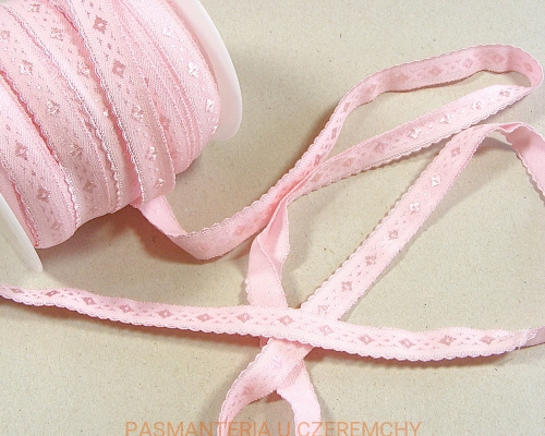 guma łamana 11 mm jasnoróżowa żakardowa bieliźniarska