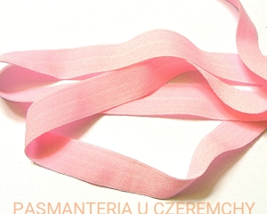 guma łamana 21 mm jasnoróżowa matowa /lamówka elastyczna, lamówka gumowa różowa/