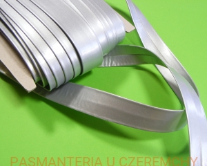 lamówka z eko-skóry 20 mm srebrna błyszcząca - opak.20 m /ze skaju/   