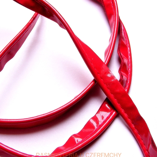 wypustka z eko-skóry /skaj/ 11 mm czerwona błyszcząca