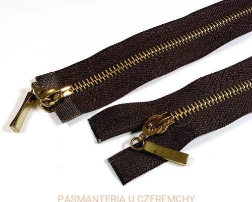 zamek 90 cm brązowy rozdzielczy dwusuwakowy metalowy VT10 mosiądz