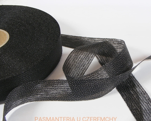 taśma flizelinowa 30 mm czarna krojona po prostej