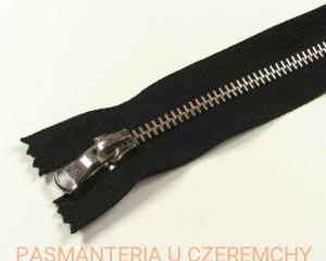 zamek 25 cm czarny nierozdzielczy metalowy VT10, nikiel 