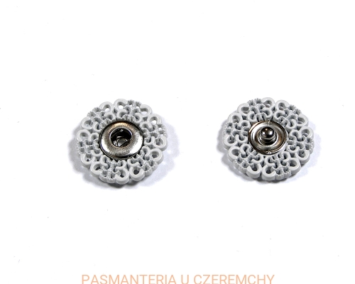 zatrzaski metalowe 21 mm jasnoszare ażurowe lakierowane