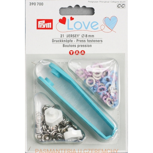 zatrzaski "springi" do nabijania 8 mm - miks różowo-błękitno-perłowobiały PRYM 390 700