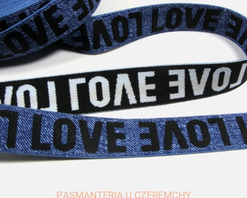 guma żakardowa drukowana 25 mm - love