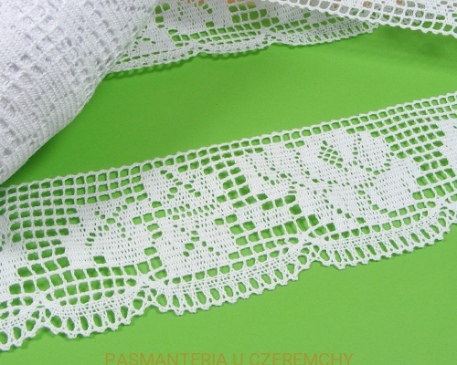 koronka bawełniana 75 mm biała