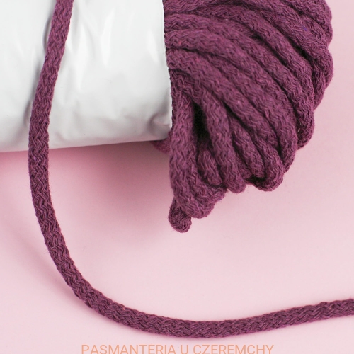  sznurek odzieżowy bawełniany 5 mm ciemnowrzosowy - motek 50 mb /fioletowy, wrzosowy/