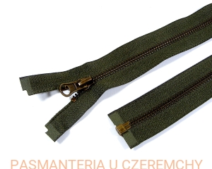 zamek 75 cm khaki rozdzielczy metalowy VT10 mosiądz oksydowany /zielony/