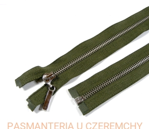 zamek 75 cm khaki rozdzielczy metalowy VT10 nikiel