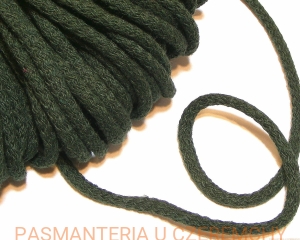 sznurek odzieżowy bawełniany 5 mm - ciemna butelkowa zieleń /zielony, khaki/