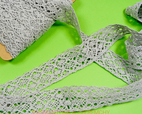 koronka bawełniana 29 mm szara