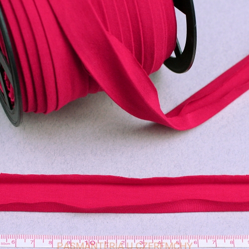  lamówka 18 mm czerwona z jerseyu bawełnianego - zaprasowana /dzianinowa, jerseyowa/