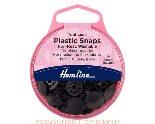 napy plastikowe samozaciskające się 13 mm czarne Hemline