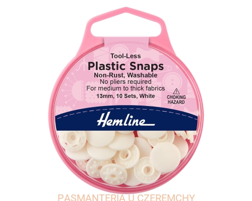 napy plastikowe samozaciskające się 13 mm białe Hemline