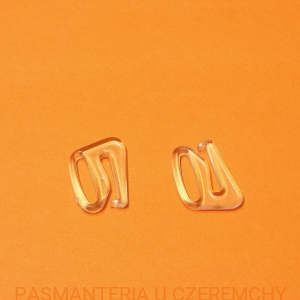zaczep do ramiączka 12 mm bezbarwny plastikowy - opak. 20 szt.  /do muszki/  