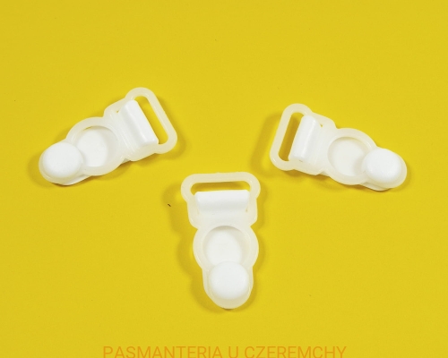 żabka do zapinania pończoch biała plastikowa