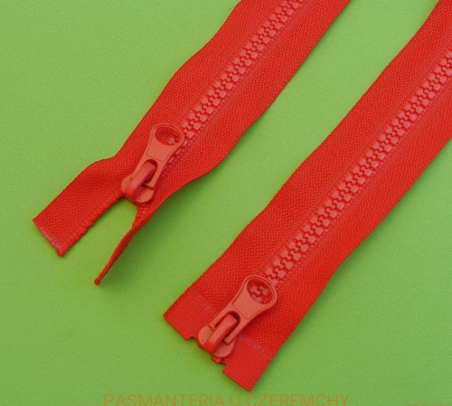 zamek 70 cm czerwony rozdzielczy dwusuwakowy kostka rozm.5