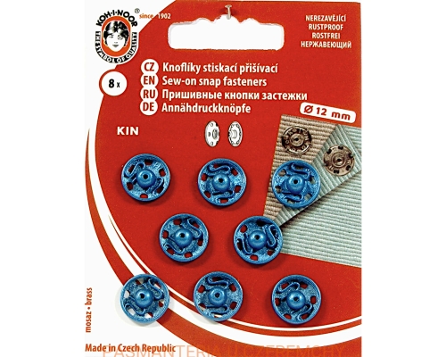 zatrzaski metalowe 12 mm niebieskie metaliczne Koh-I-Noor