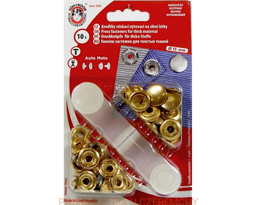 napy metalowe 15 mm złote do nabijania Auto Moto Koh-I-Noor
