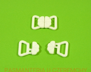 zapięcie bieliźniarskie 15 mm plastikowe białe /do biustonosza, do stroju kąpielowego/  