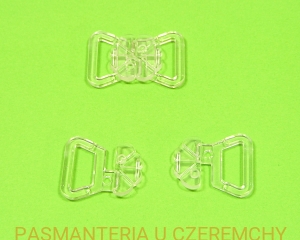 zapięcie bieliźniarskie 15 mm plastikowe bezbarwne /do biustonosza, do stroju kąpielowego/ 