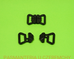 zapięcie bieliźniarskie 15 mm plastikowe czarne - opak. 20 szt. /do biustonosza, do stroju kąpielowego/    