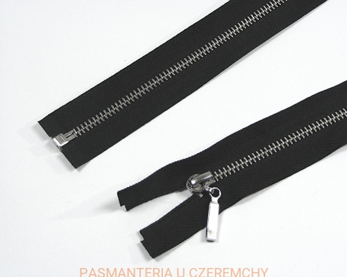 zamek 55 cm czarny rozdzielczy metalowy VT0, nikiel