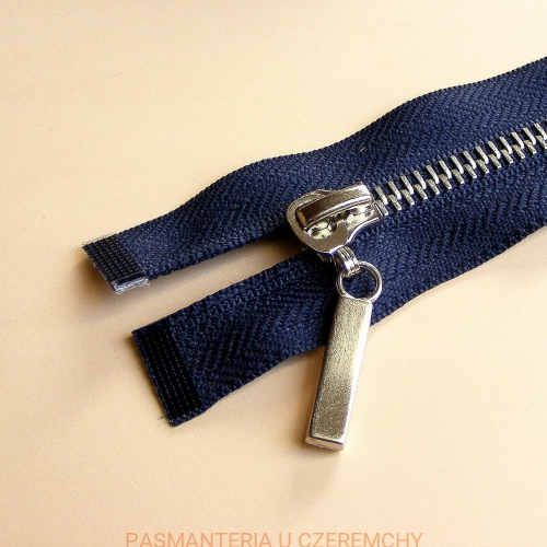 zamek rozdzielczy metalowy VT10 /nikiel/ 65 cm granatowy