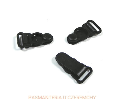 żabka do zapinania pończoch czarna plastikowa