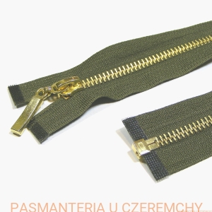 zamek 75 cm khaki rozdzielczy metalowy VT10, mosiądz