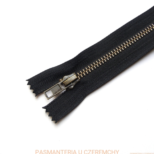 zamek 18 cm czarny metalowy nierozdzielczy VT10 mosiądz oksydowany