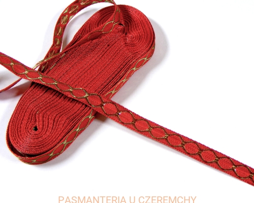 tasiemka dekoracyjna 10 mm czerwono - złota