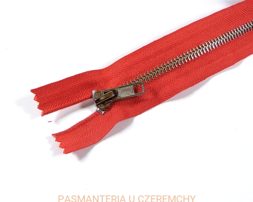 zamek 14 cm czerwony metalowy nierozdzielczy VT10 nikiel