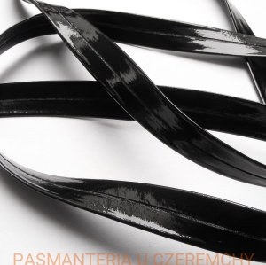 lamówka z eko-skóry 15 mm czarna, błyszcząca /ze skaju/