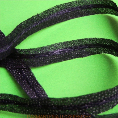 taśma flizelinowa do szwów z tasiemką czarna 12 mm /taśma formująca, szewband/